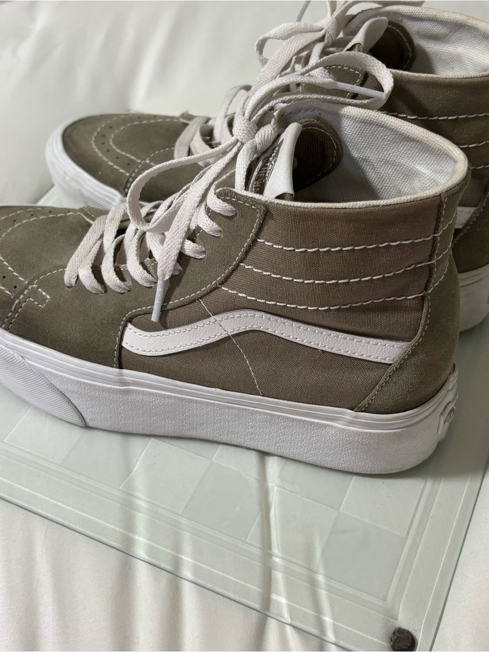 Vans High Top Platform Sneakers with White Laces